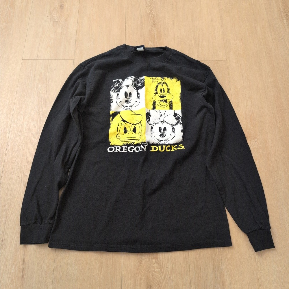 Blue 84 Oregon Ducks Disney Mickey Mouse Long Sleeve Graphic Tee Black Mens M